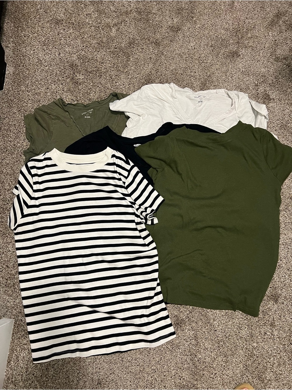 Women’s XXL 5 Short-Sleeve Tee Pack - Olive, White, Black & Striped